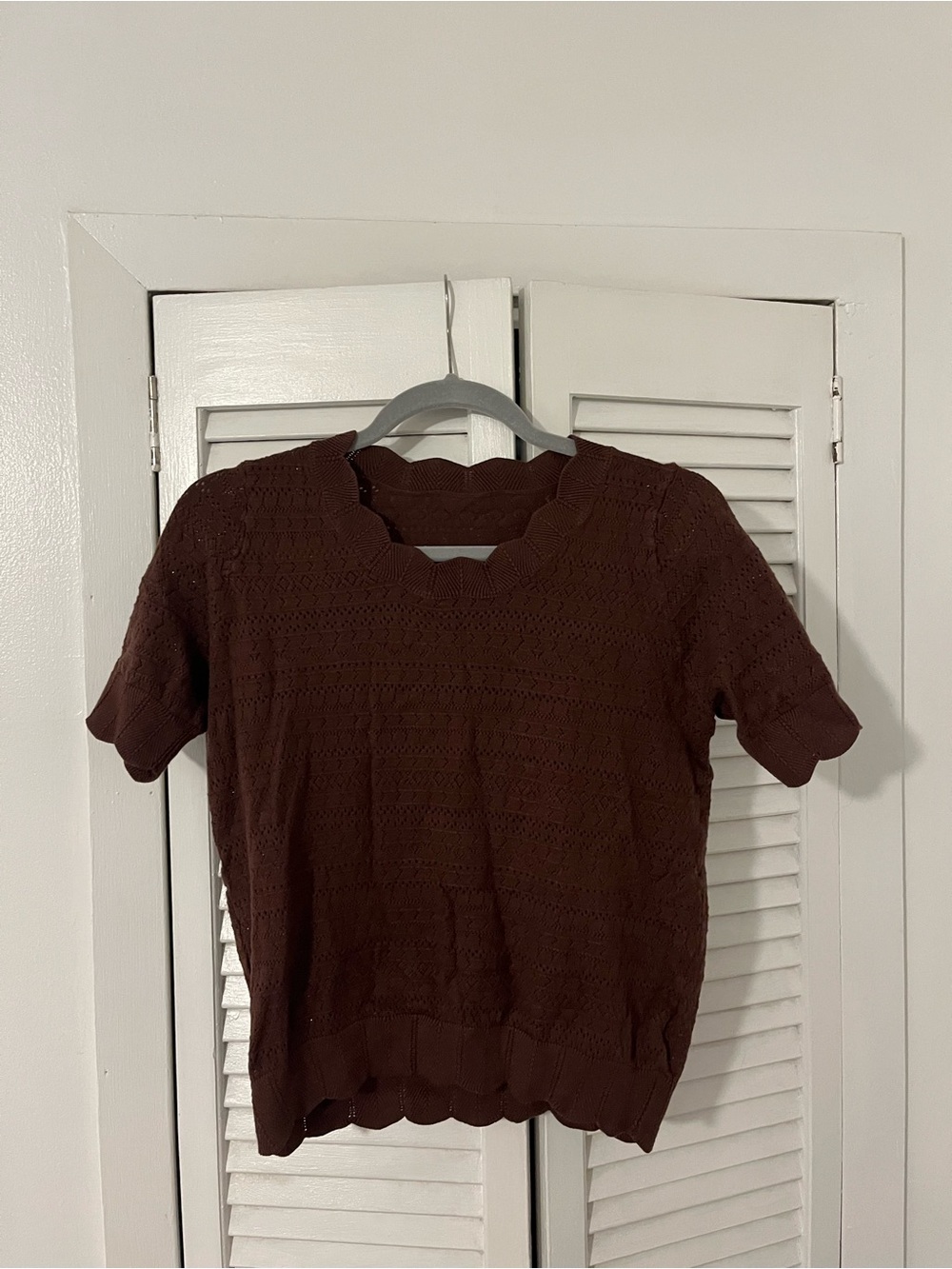 SHEIN chocolate brown short sleeve sweater